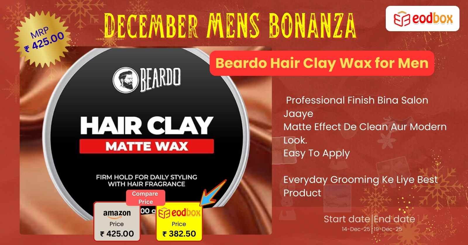 Beardo Hair Clay Wax for Men, 100 gm | Hair Clay for men 882