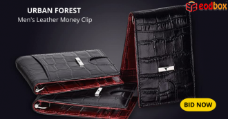 URBAN FOREST Men's Leather Money Clip Wallet